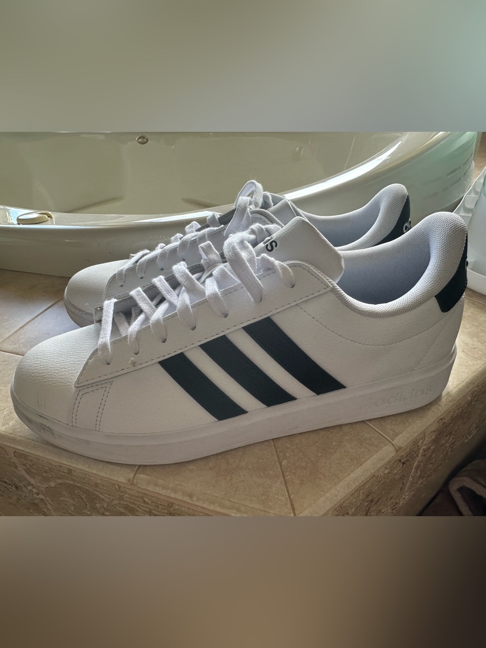 adidas White Sneakers with Black Three-Stripes size 11